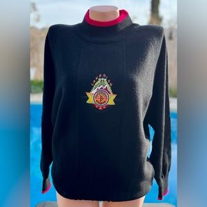 Vintage Bogner Women’s Wool Blend Sweater Size Large Embroidered Logo On Front